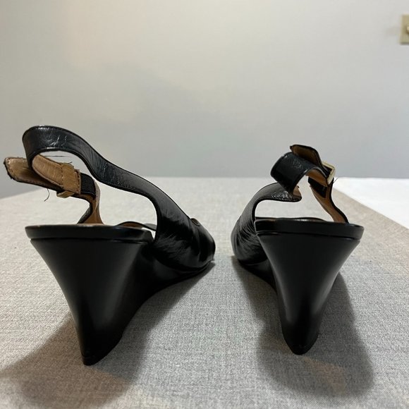 Nine West Size 9M Black Wedge Sandal - Picture 3 of 6